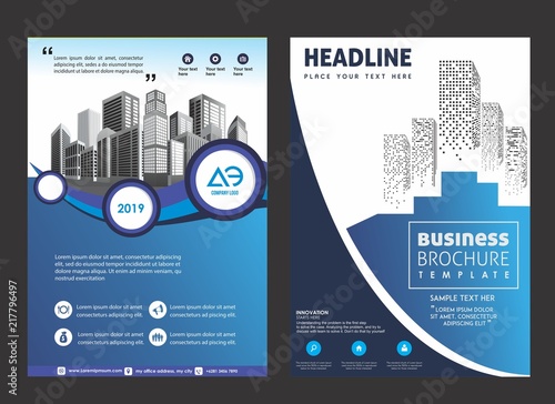 blue cover, layout, brochure, magazine, catalog for annual report