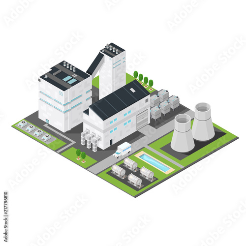 Isometric Nuclear Power Station Building
Industrial fuel generation.