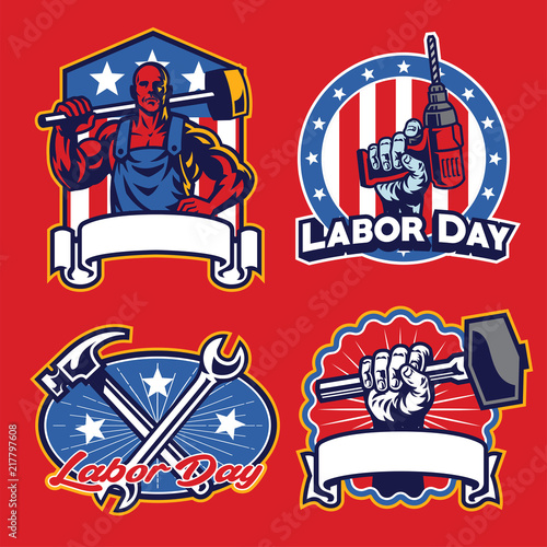 labor badge design in set