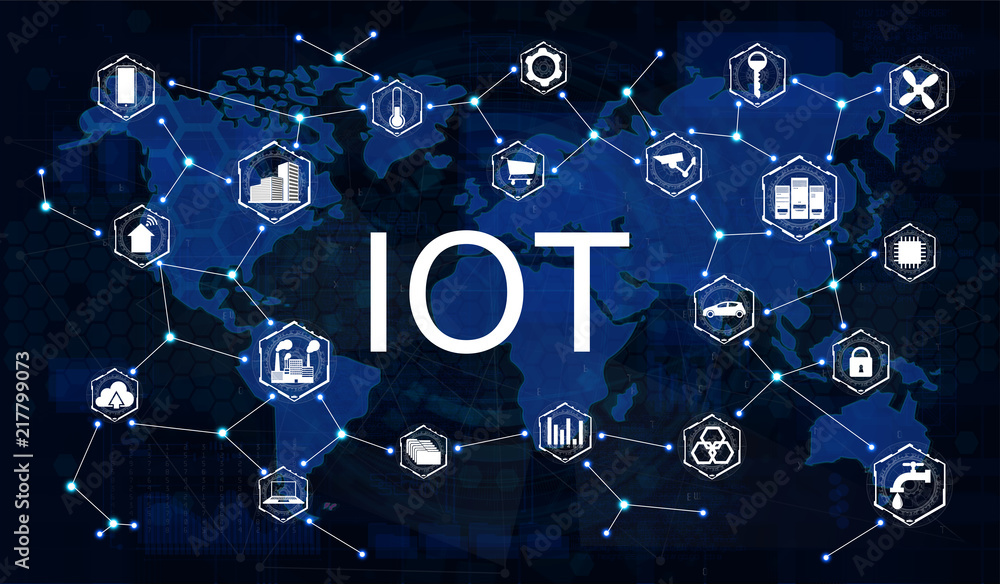 Internet of things (IOT), devices and connectivity concepts on a network, cloud at center. digital circuit board above the planet Earth. Internet of things (IOT), devices and connectivity concepts on a network, cloud at center. digital circuit board above the planet Earth.