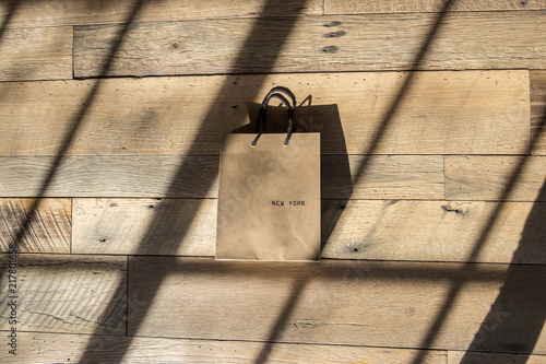 Brown Bag on the wood floor photo