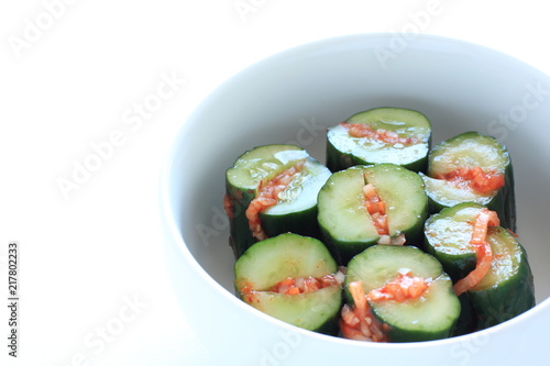 Korean food, cucumber and cabbage kimichi