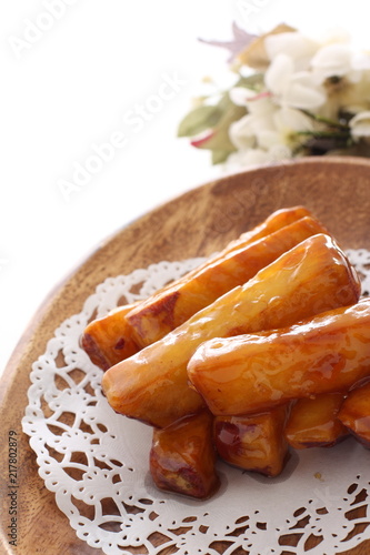 Japanese food, deep fried and candied  sweet potato  photo