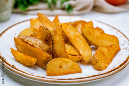 The potatoes wedges on the Board
