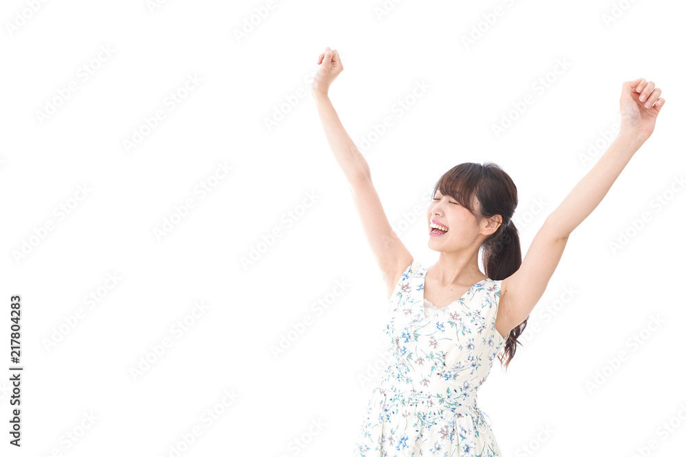 リフレッシュをする若い女性 リフレッシュをする若い女性