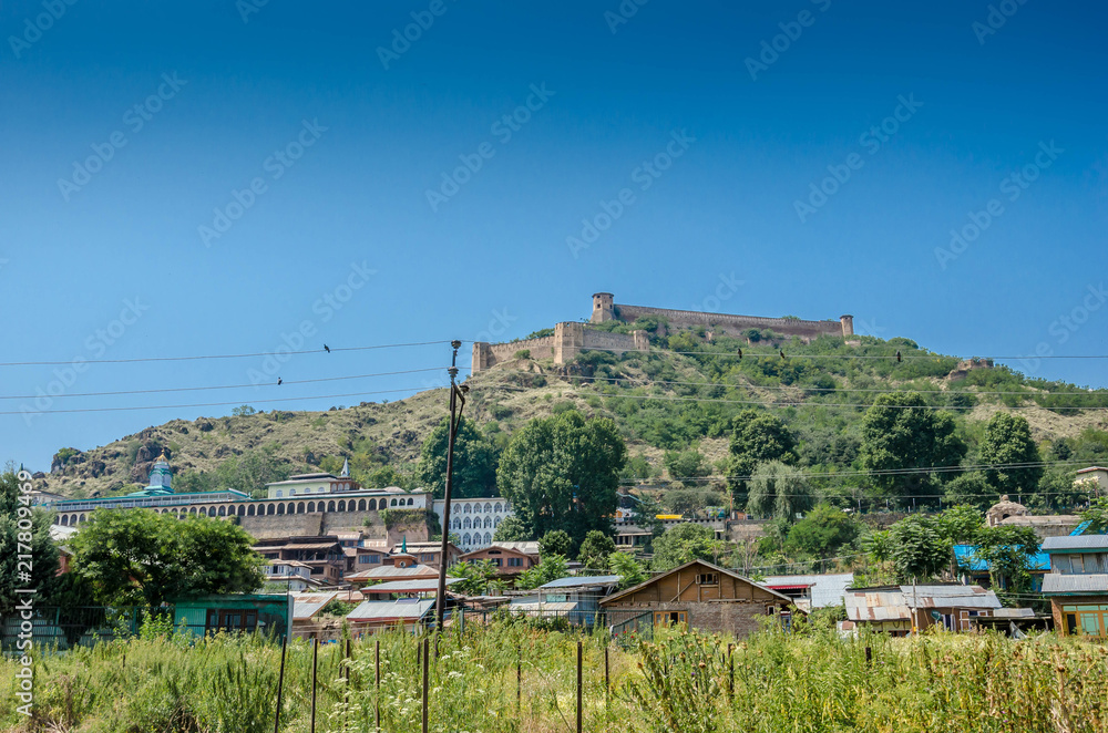 Durrani Fort view Hari Parbat. Srinagar, India