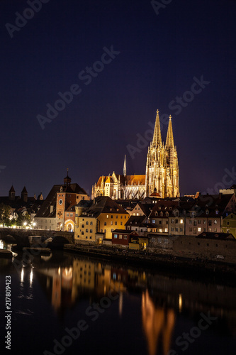 Regensburg Germany at nighttime. © Marc