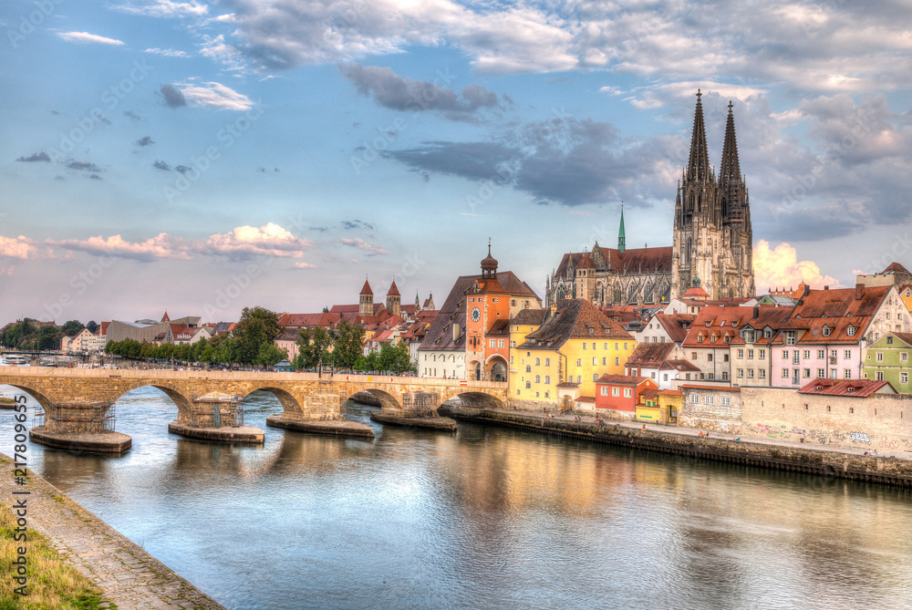 Fototapeta premium Regensburg Germany with the Danube river