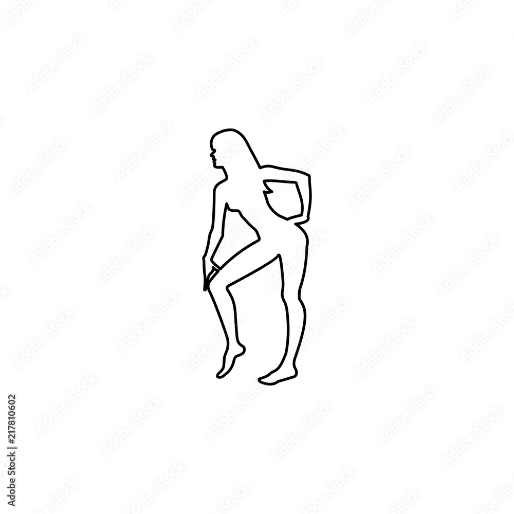 Black and white silhouette pole dance. Hand scketch exotic dance vector illustration. line clipart icon, logo, banner, tag, clothes