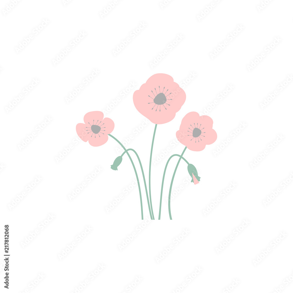 poppy flowers. Element of flower for mobile concept and web apps. Colored poppy flowers can be used for web and mobile
