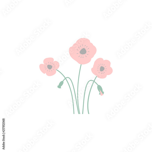 Fototapeta Naklejka Na Ścianę i Meble -  poppy flowers. Element of flower for mobile concept and web apps. Colored poppy flowers can be used for web and mobile