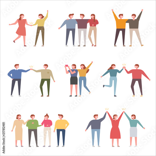 Between good friends. flat design style vector graphic illustration set