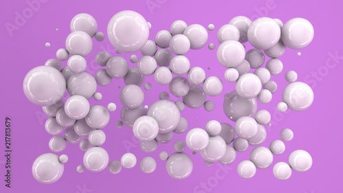 Fototapeta Naklejka Na Ścianę i Meble -  White spheres of random size on purple background