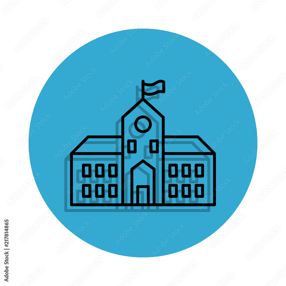 school building icon. Element of school for mobile concept and web apps icon. Thin line icon with shadow in badge for website design and development, app development school building icon. Element of school for mobile concept and web apps icon. Thin line icon with shadow in badge for website design and development, app development