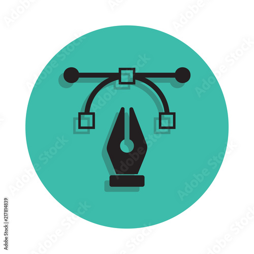 graphical pen sign icon. Element of printing house for mobile concept and web apps icon. Thin line icon with shadow in badge for website design and development, app development