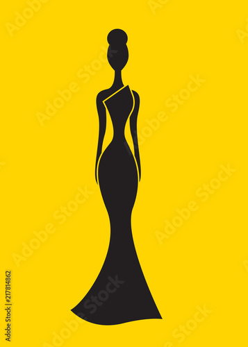 Silhouette of slender woman