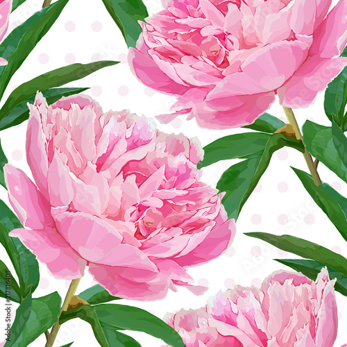 Seamless pattern with peonies