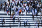 日本の横断歩道を渡る人々
