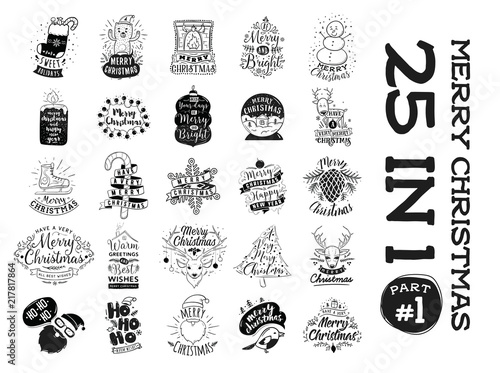 Merry Christmas typography set.