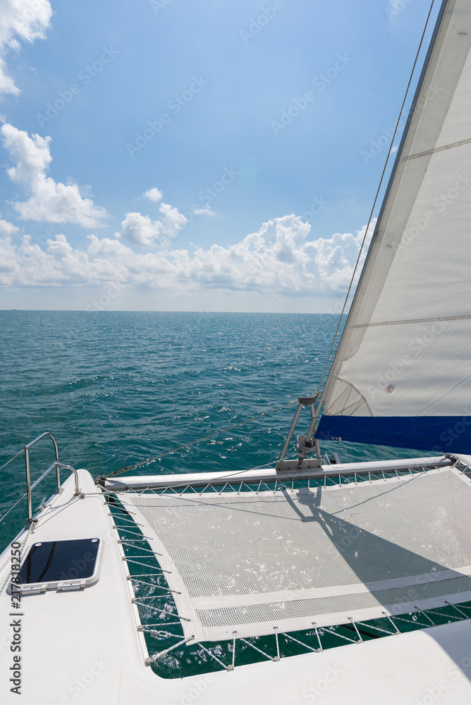 Obraz premium Sea series: View of the sea from catamaran yacht