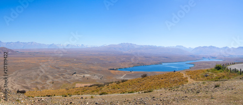 Panorama Lake Alexandrina next to Lake Tekapo, seen from Mount John. © Lab_Photo