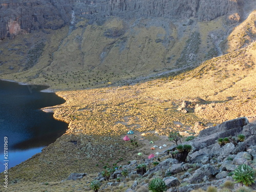 Camping at Lake Michaelson, Mt Kenya National Park