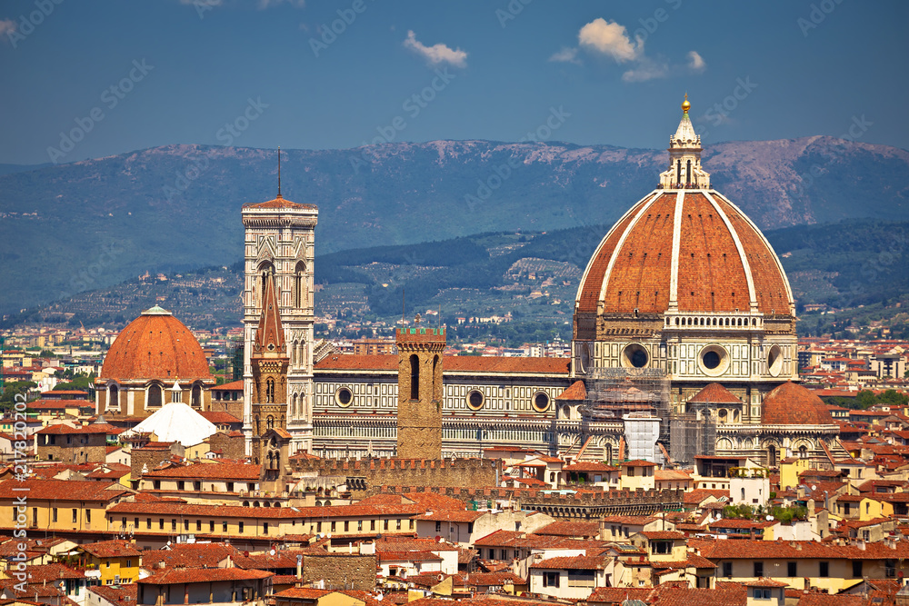 Florence rooftops and cathedral di Santa Maria del Fiore or Duomo view