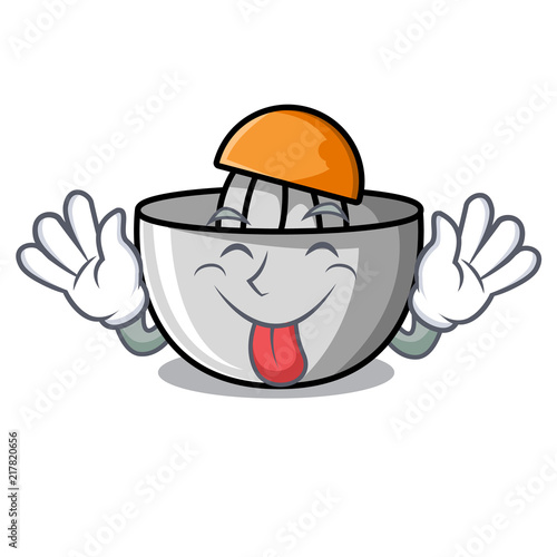 Tongue out juicer mascot cartoon style
