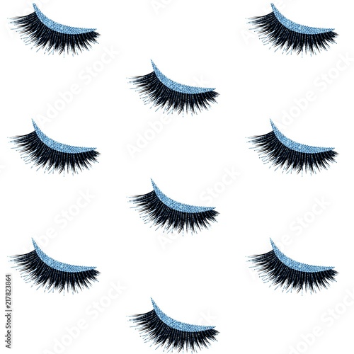 Lashes with glitter effect sealmess vector pattern