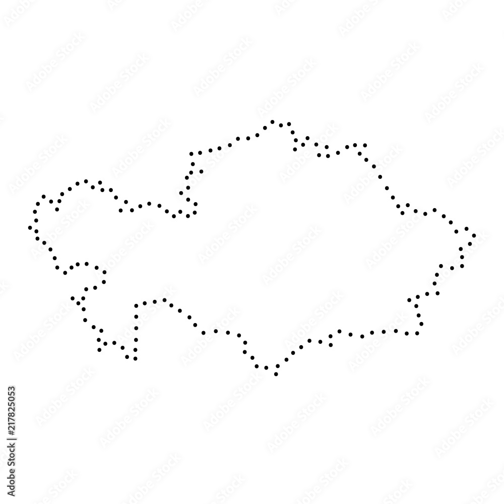 Kazakhstan abstract schematic map from the black dots along the perimeter. Vector illustration.
