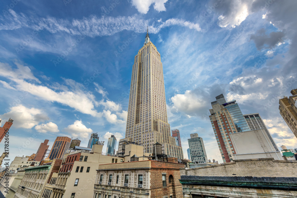 Naklejka premium Nowy Jork. Panoramę centrum Manhattanu z Empire State Building, NY, USA.