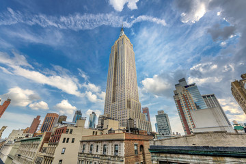 Wandcirkels Empire State Building Downtown skyline van Manhattan New York  © lucky-photo