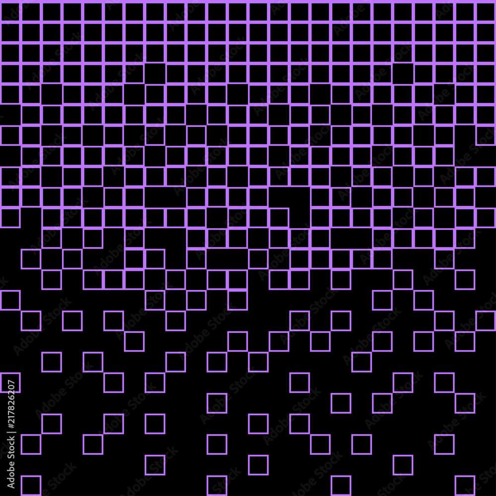 Abstract geometric pattern with bright purple squares on black background. Vector illustration Abstract geometric pattern with bright purple squares on black background. Vector illustration