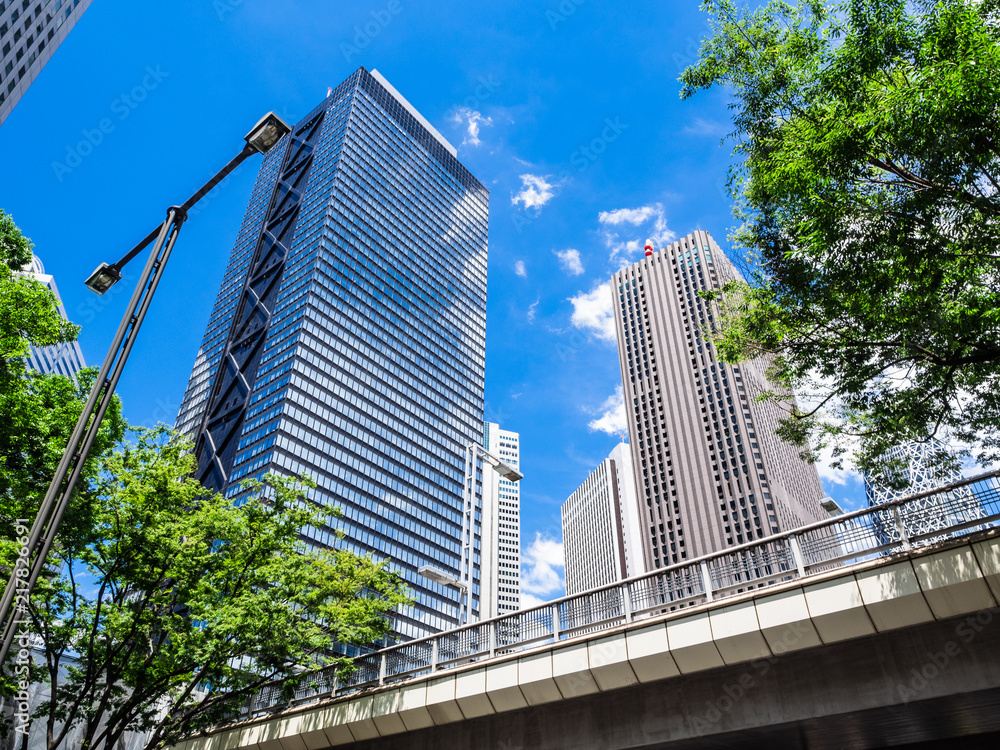 Obraz premium ビルの谷間の都市風景 新宿副都心