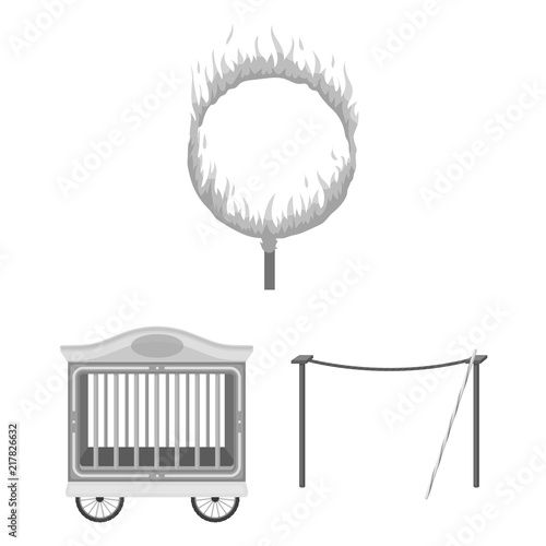 Circus and attributes monochrome icons in set collection for design. Circus Art vector symbol stock web illustration.