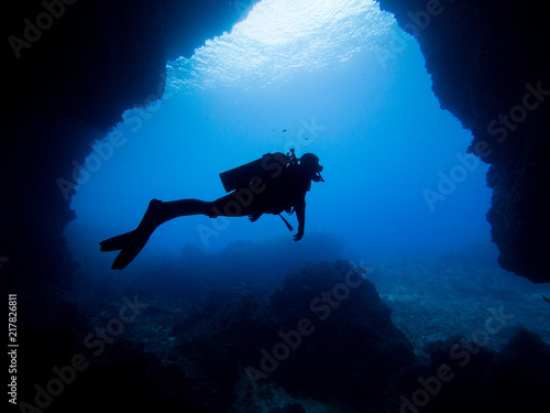 Cave diver silhuette