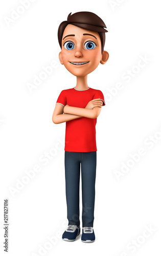 The guy crossed his arms over his chest against a white background. 3d render illustration.