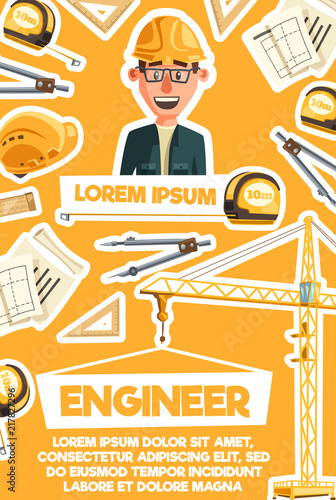 Construction engineer, architect profession banner