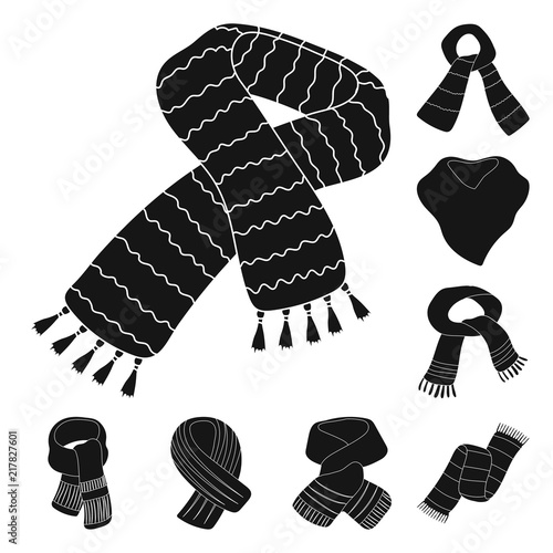 Scarf and Shawl black icons in set collection for design.Clothes and Accessory vector symbol stock web illustration.