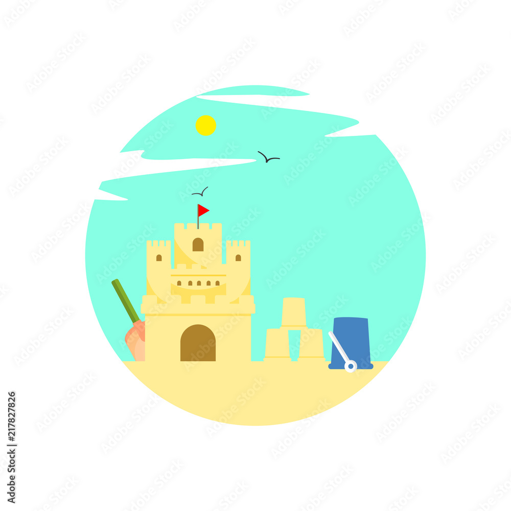 Sand Castle Summer Activity Scenery Illustration Graphic Design