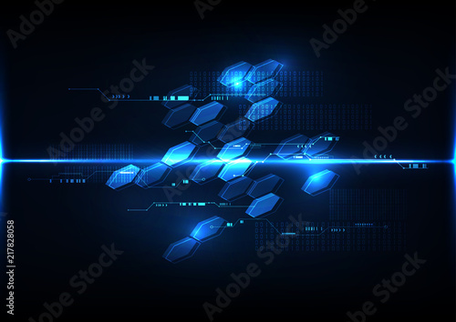 Abstract digital technology operational system hexagonal cyber background vector