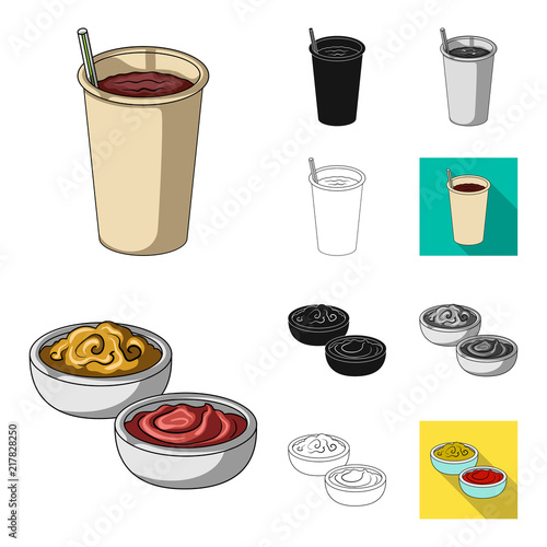 Fast food cartoon,black,flat,monochrome,outline icons in set collection for design.Food from semi-finished products vector symbol stock web illustration.