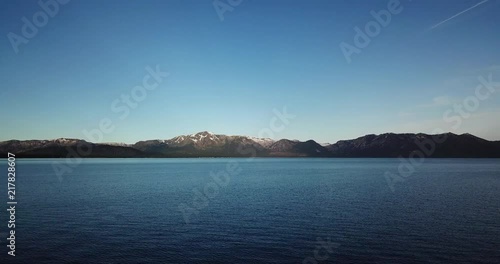 An amazing view of the of the mountains and Lake Tahoe from the dron