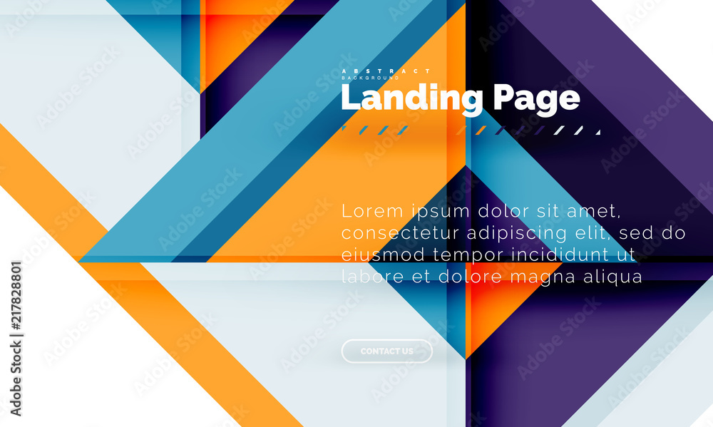 Square shape geometric abstract background, landing page web design template Square shape geometric abstract background, landing page web design template