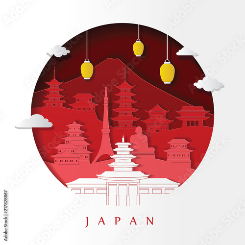 Japan travel banner. Travel and tourism background. Vector illustration photo