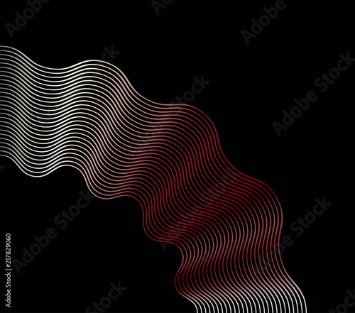 graphic corner ornament with wavy lines in black and brown shades