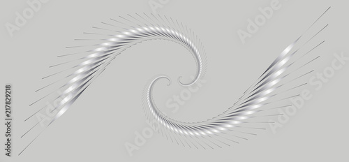 two graphic spirals wings in silver shades