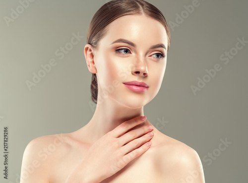 Healthy skin face woman portrait closeup beauty makeup natural portrait