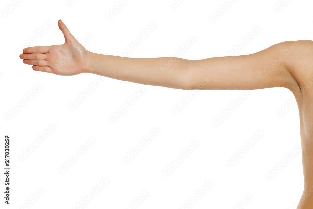 Fotografie whole female arm on white background