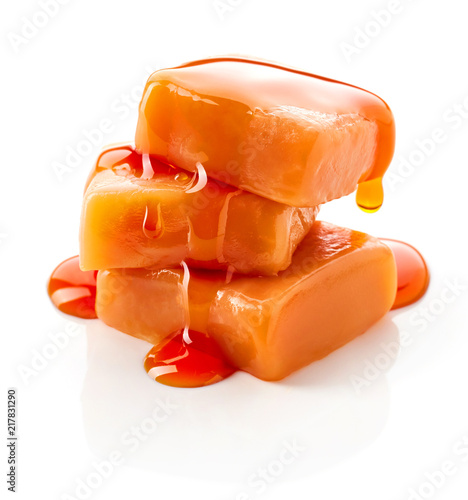Photos caramel candies and sauce